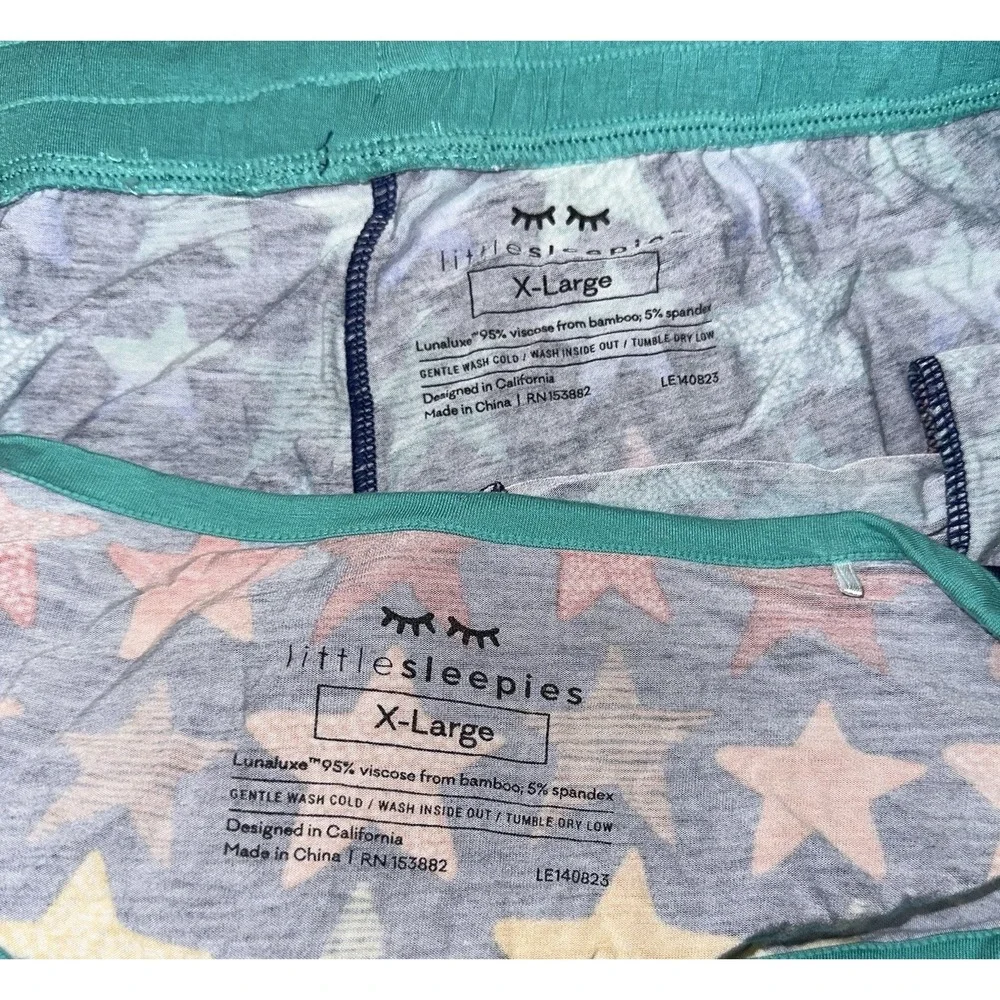 Little Sleepies Colorful Shades Of Stars Bamboo 2-Piece Pajama Set Women's XL